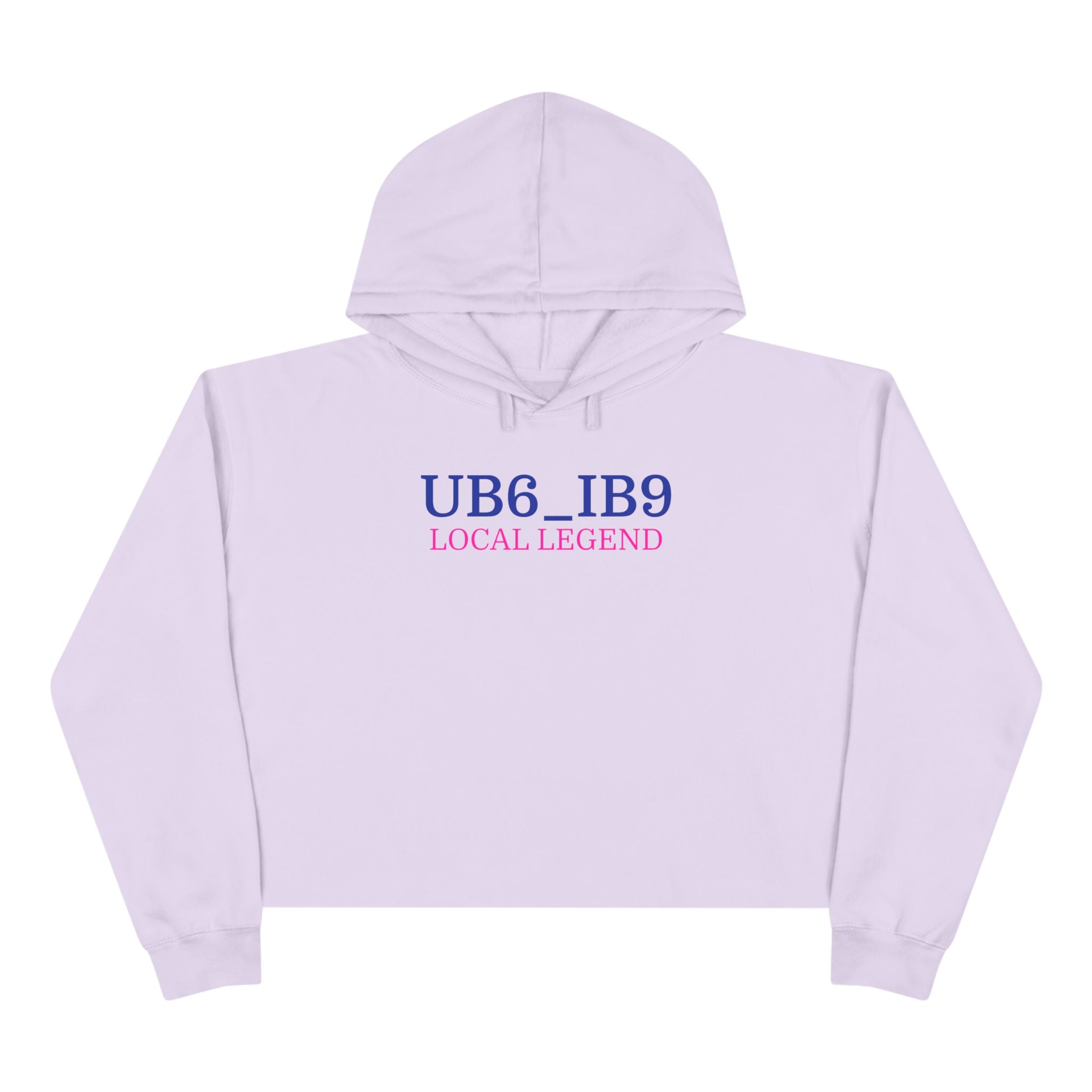 Crop Hoodie — UB6_IB9 "Local Legend" Minimal Graphic Cropped Hoodie