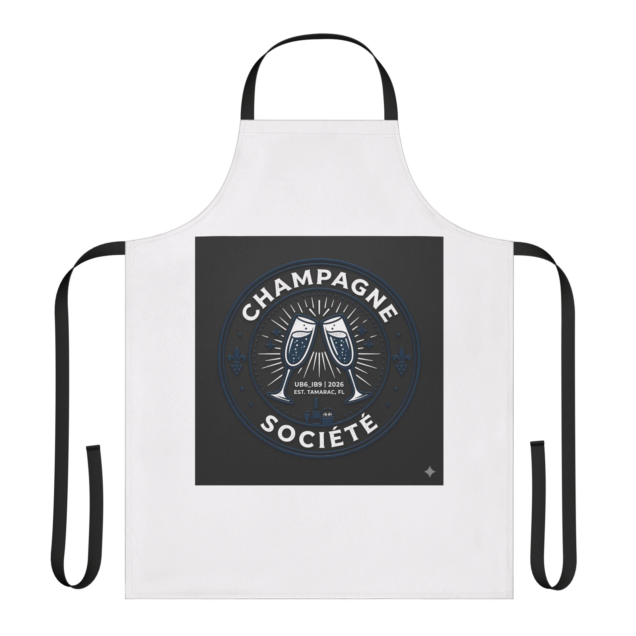 Champagne Société Apron — Toasting Glasses Kitchen Apron for Wine & Party Lovers