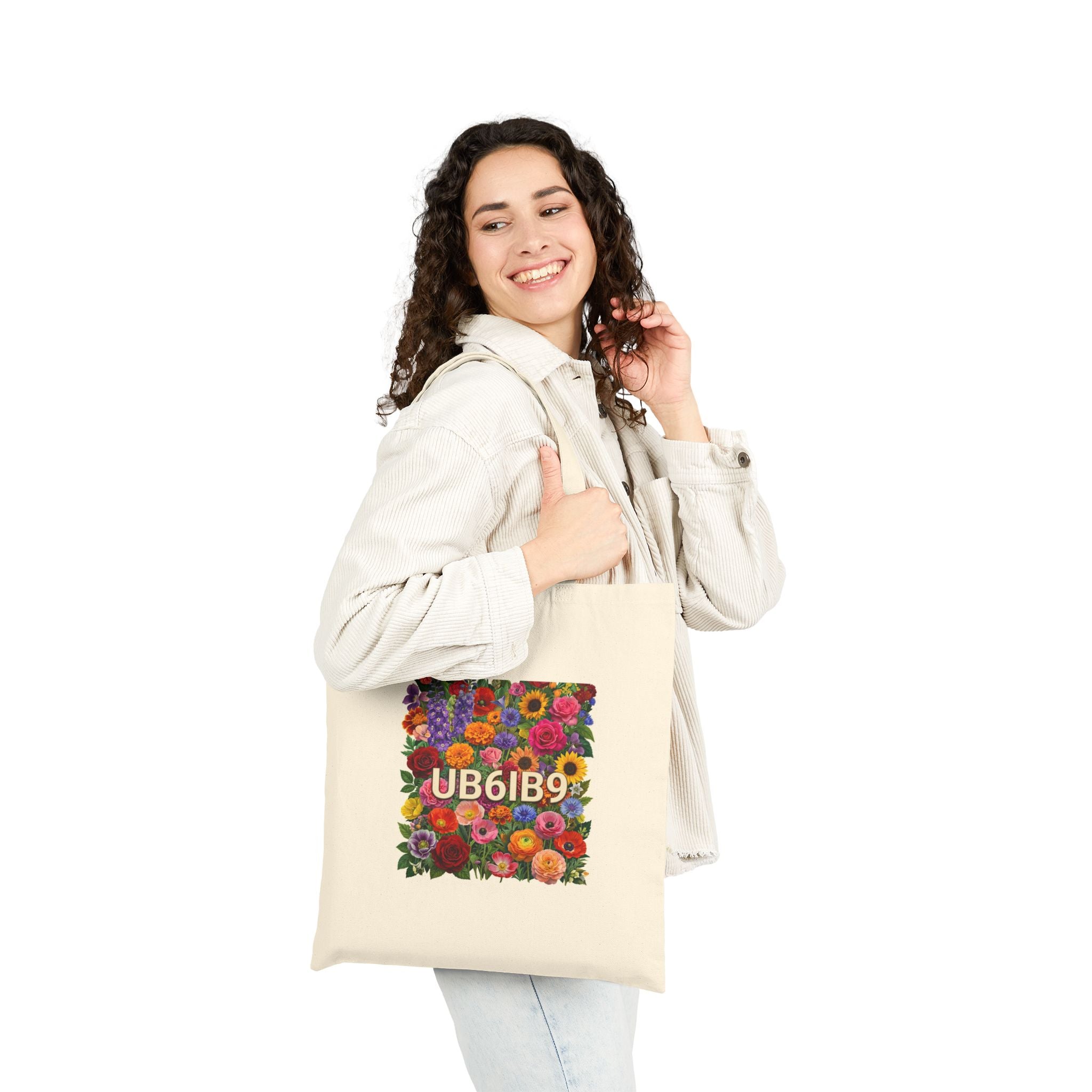 Hide n Seek Floral Lettering Tote Bag — Colorful Flower Alphabet Canvas