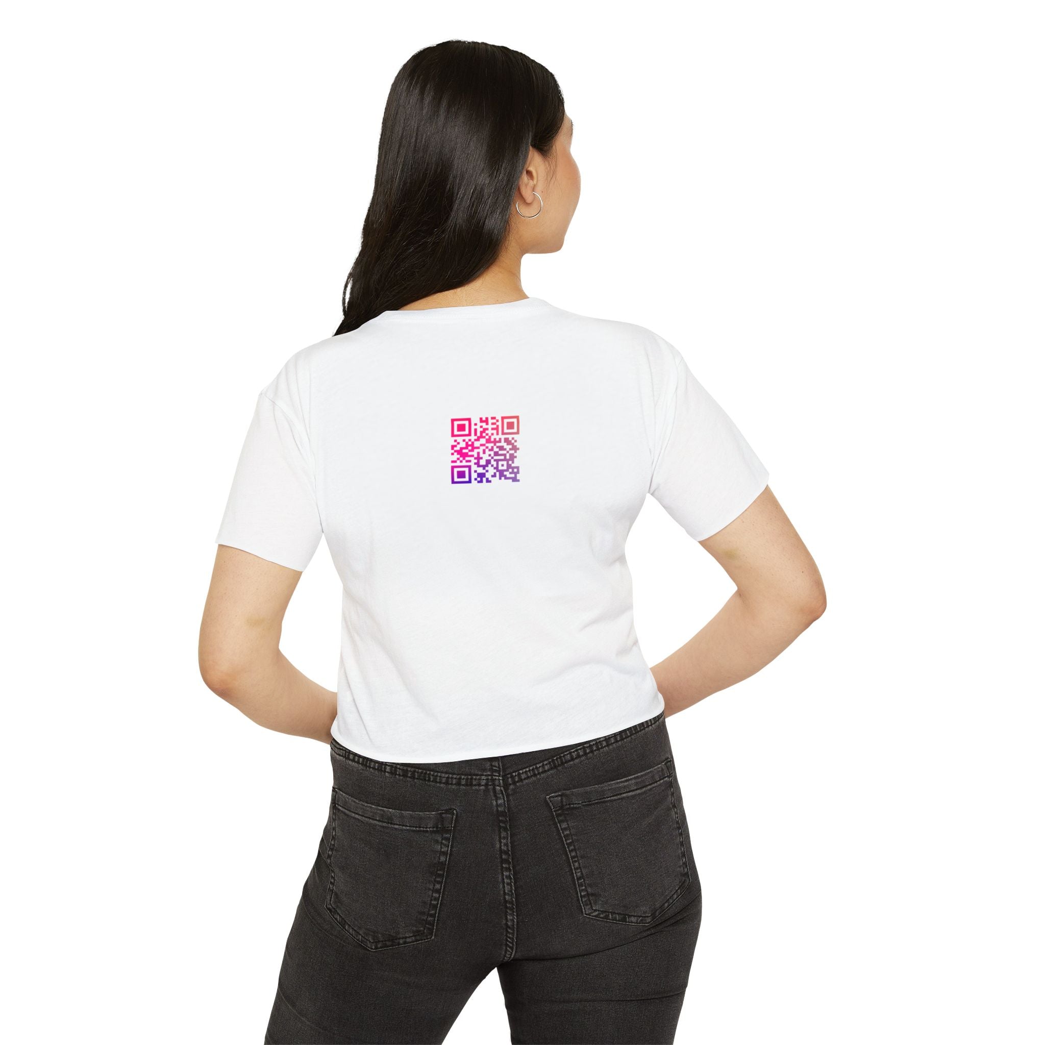 Crop Top — "Back Door ONLY" Festival Tee with QR Code Back