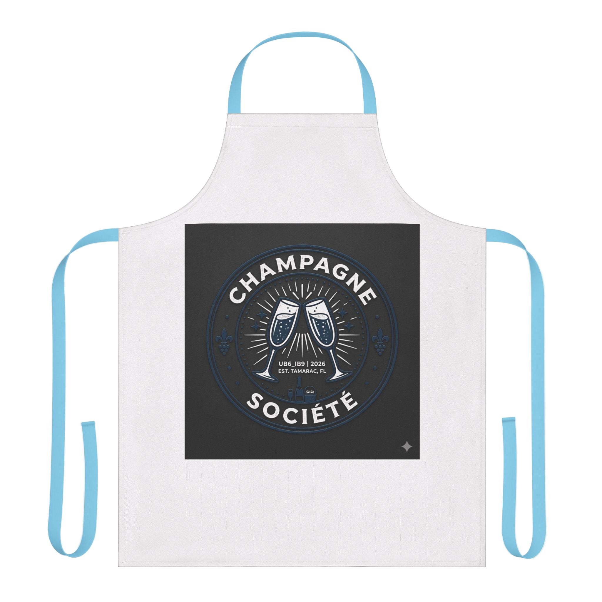 Champagne Société Apron — Toasting Glasses Kitchen Apron for Wine & Party Lovers