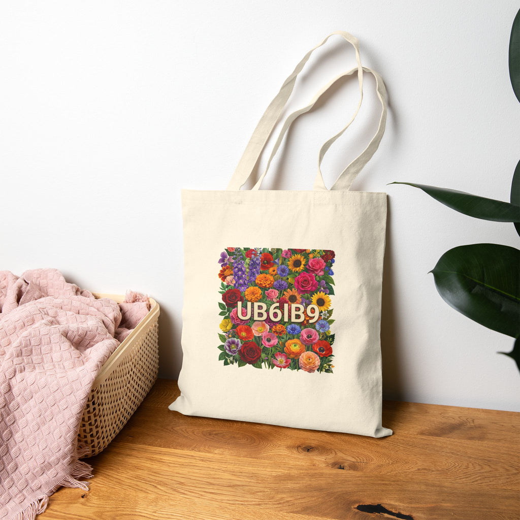 Hide n Seek Floral Lettering Tote Bag — Colorful Flower Alphabet Canvas