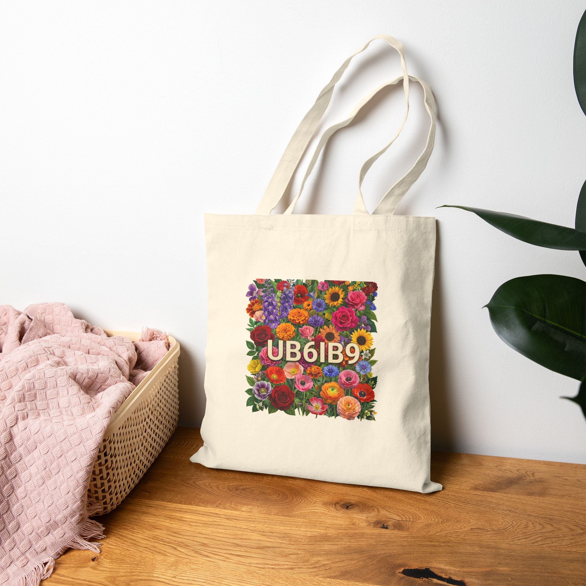 Hide n Seek Floral Lettering Tote Bag — Colorful Flower Alphabet Canvas