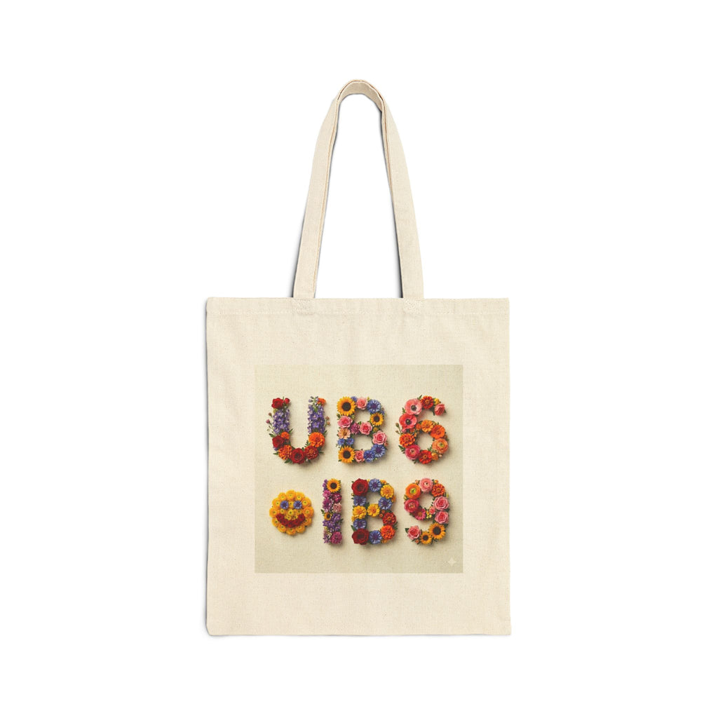 Hide n Seek Floral Lettering Tote Bag — Colorful Flower Alphabet Canvas