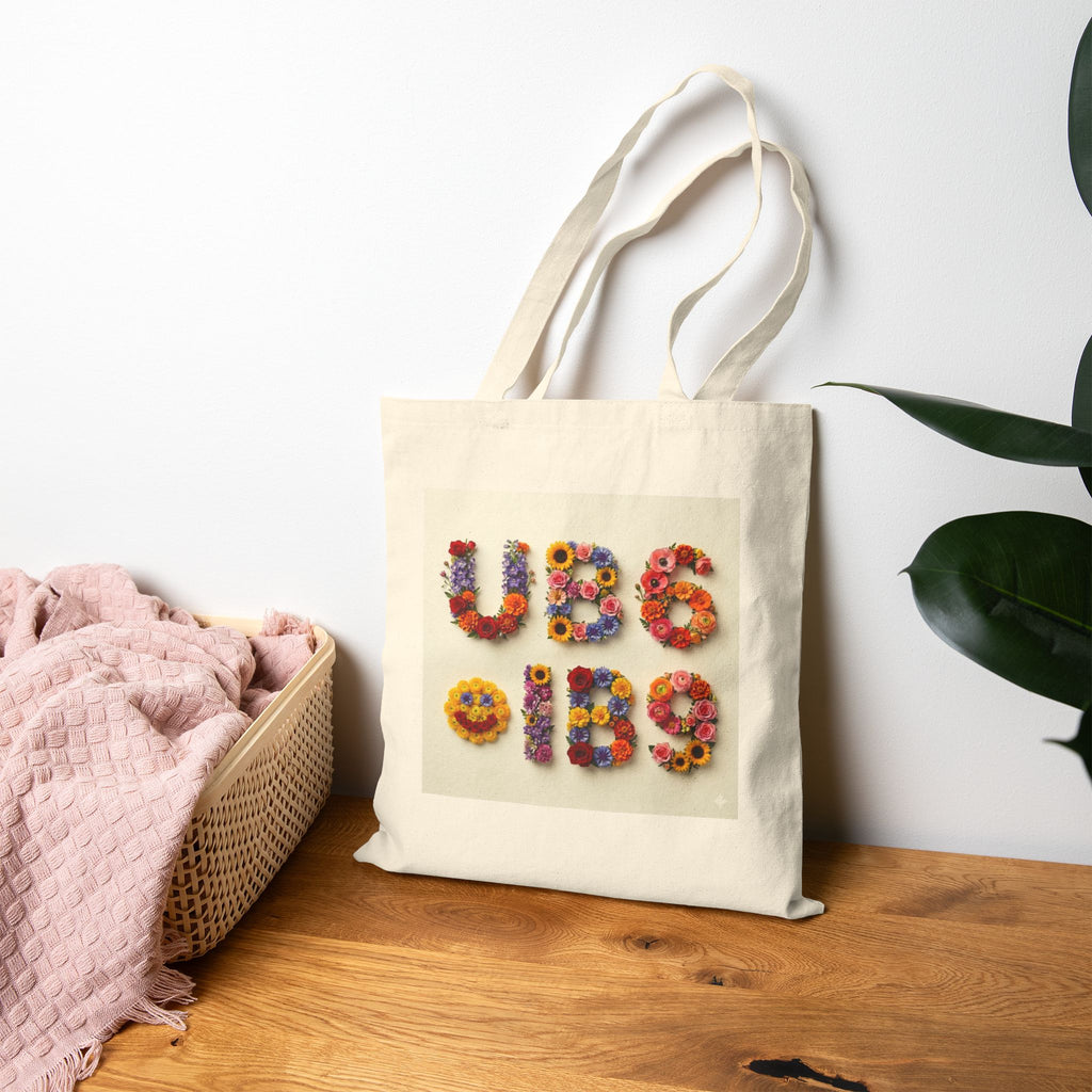 Hide n Seek Floral Lettering Tote Bag — Colorful Flower Alphabet Canvas