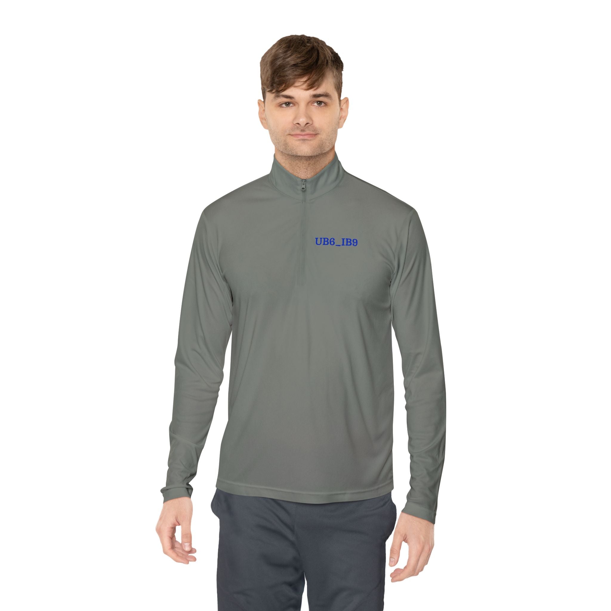 Quarter-Zip Pullover with Small Blue 'UB8_1B8' Chest Logo