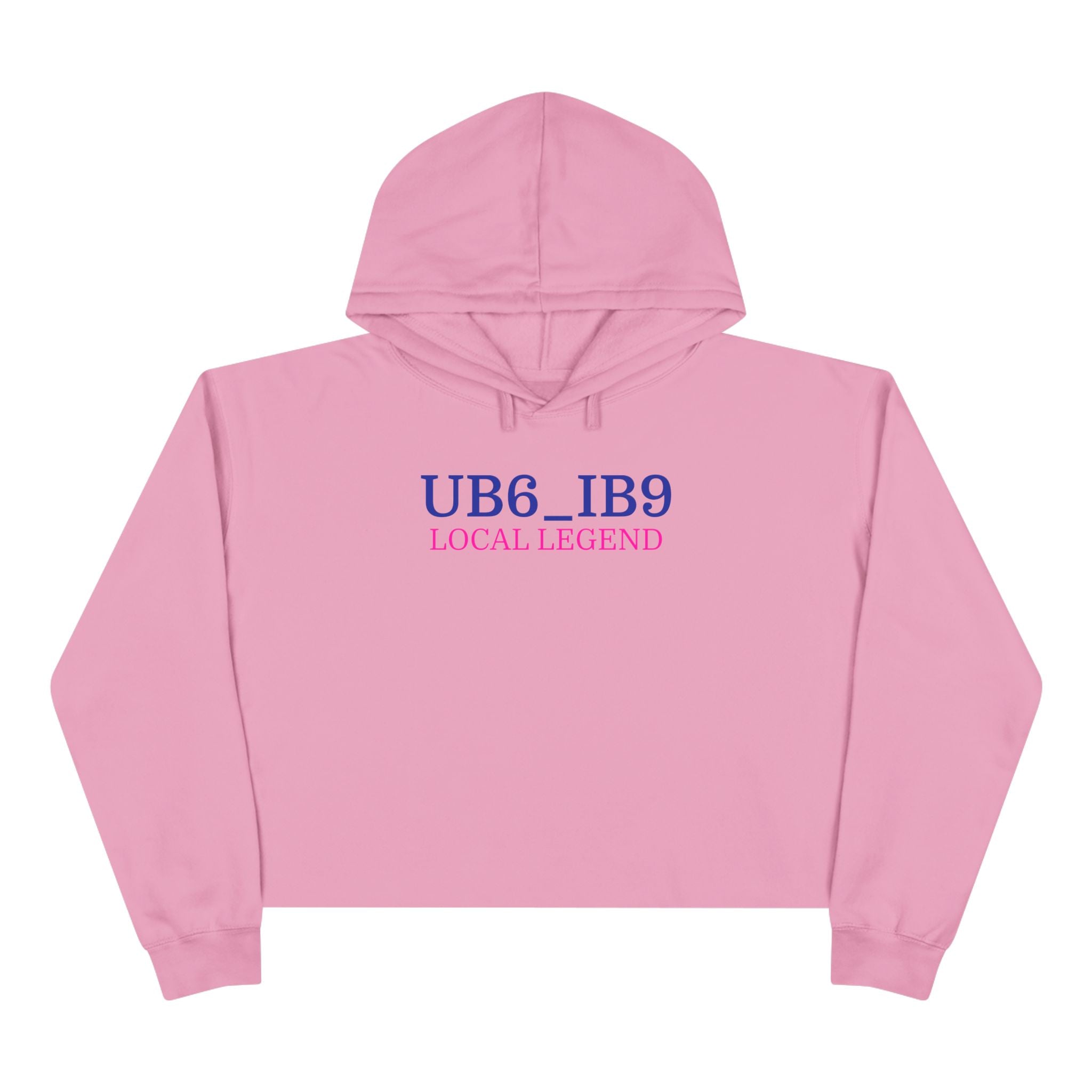Crop Hoodie — UB6_IB9 "Local Legend" Minimal Graphic Cropped Hoodie