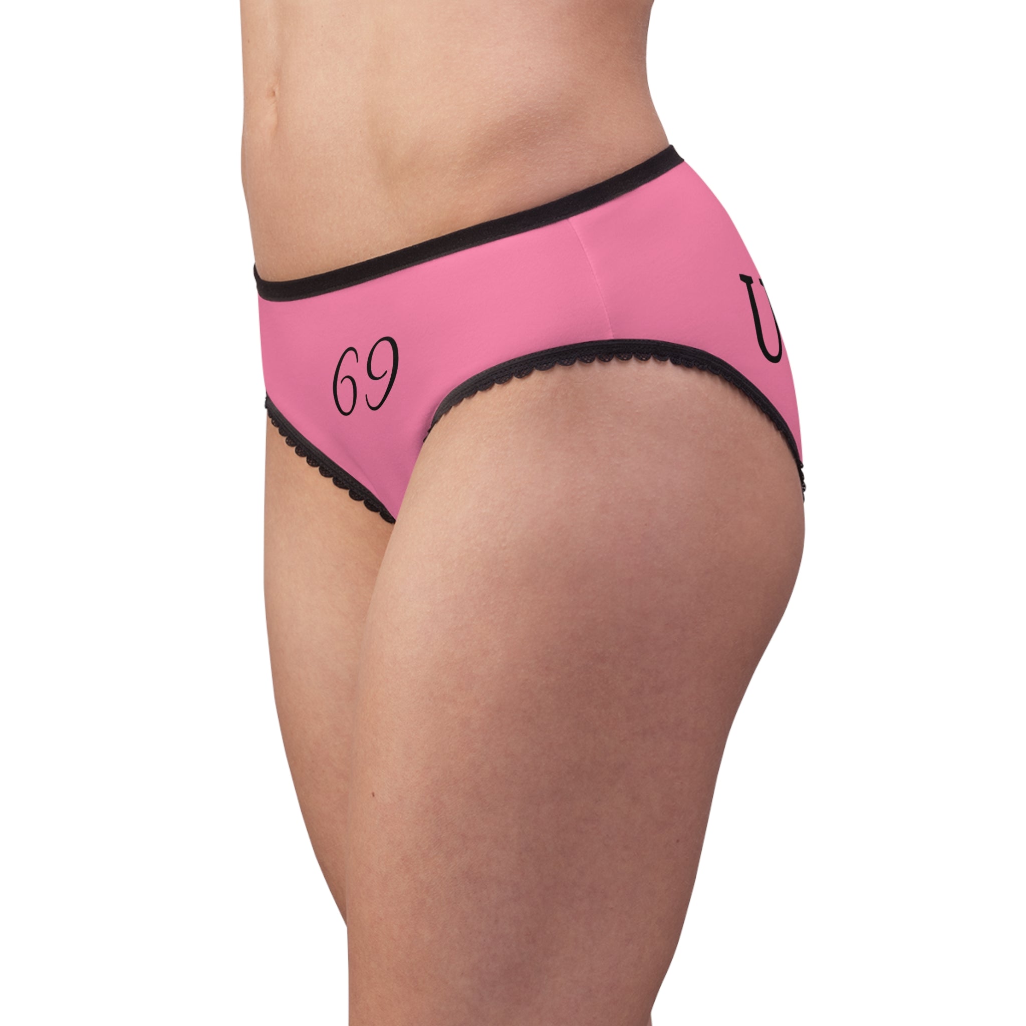 Red Lace-Trim Briefs with '69' & Code Back — Flirty Women's Underwear