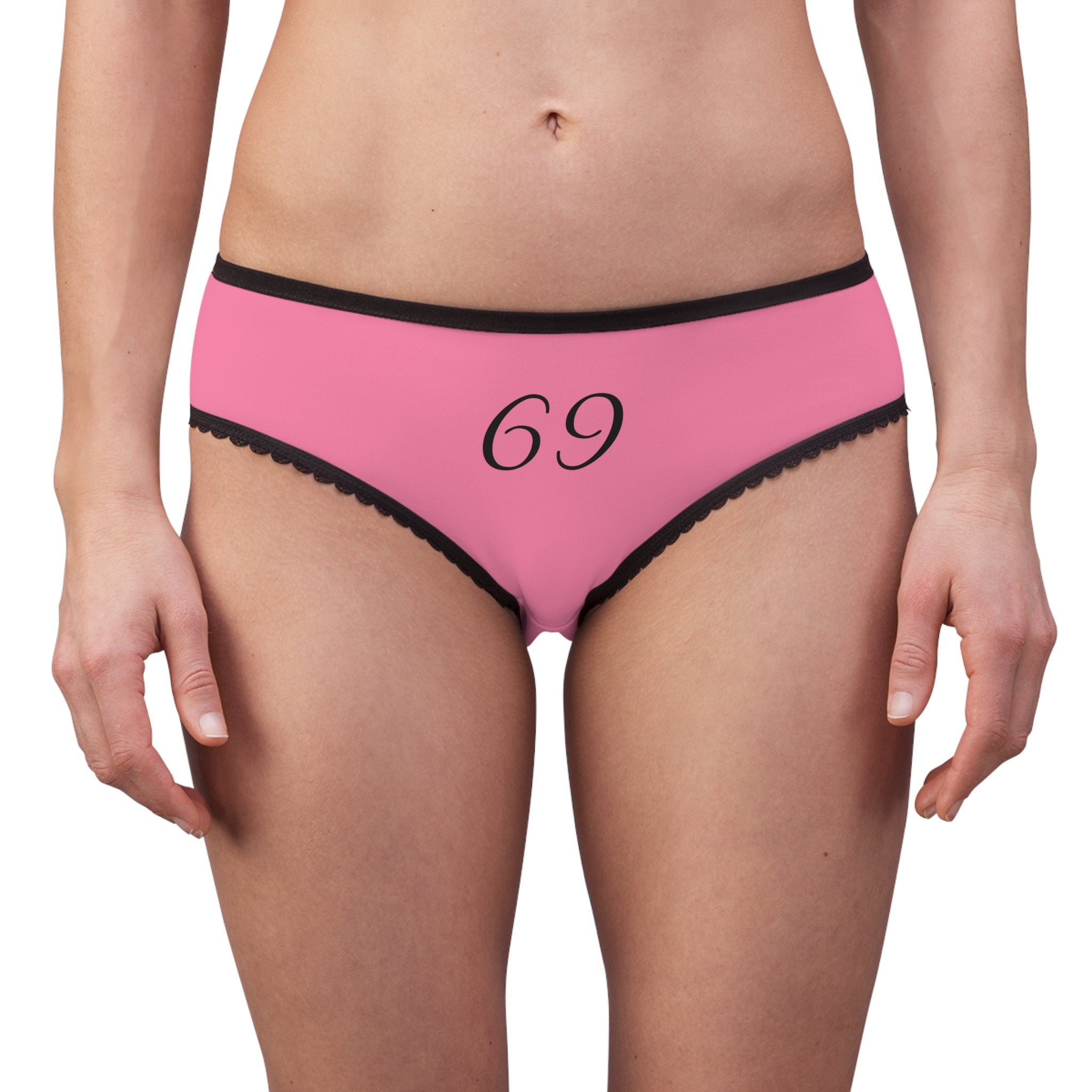Red Lace-Trim Briefs with '69' & Code Back — Flirty Women's Underwear