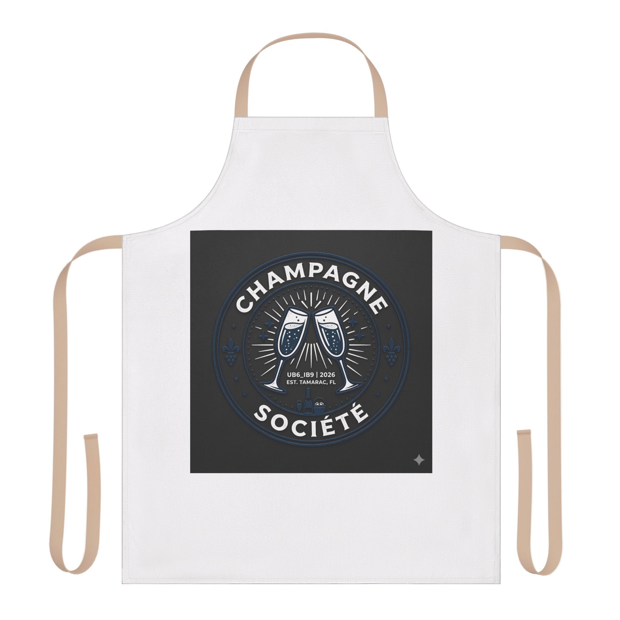 Champagne Société Apron — Toasting Glasses Kitchen Apron for Wine & Party Lovers