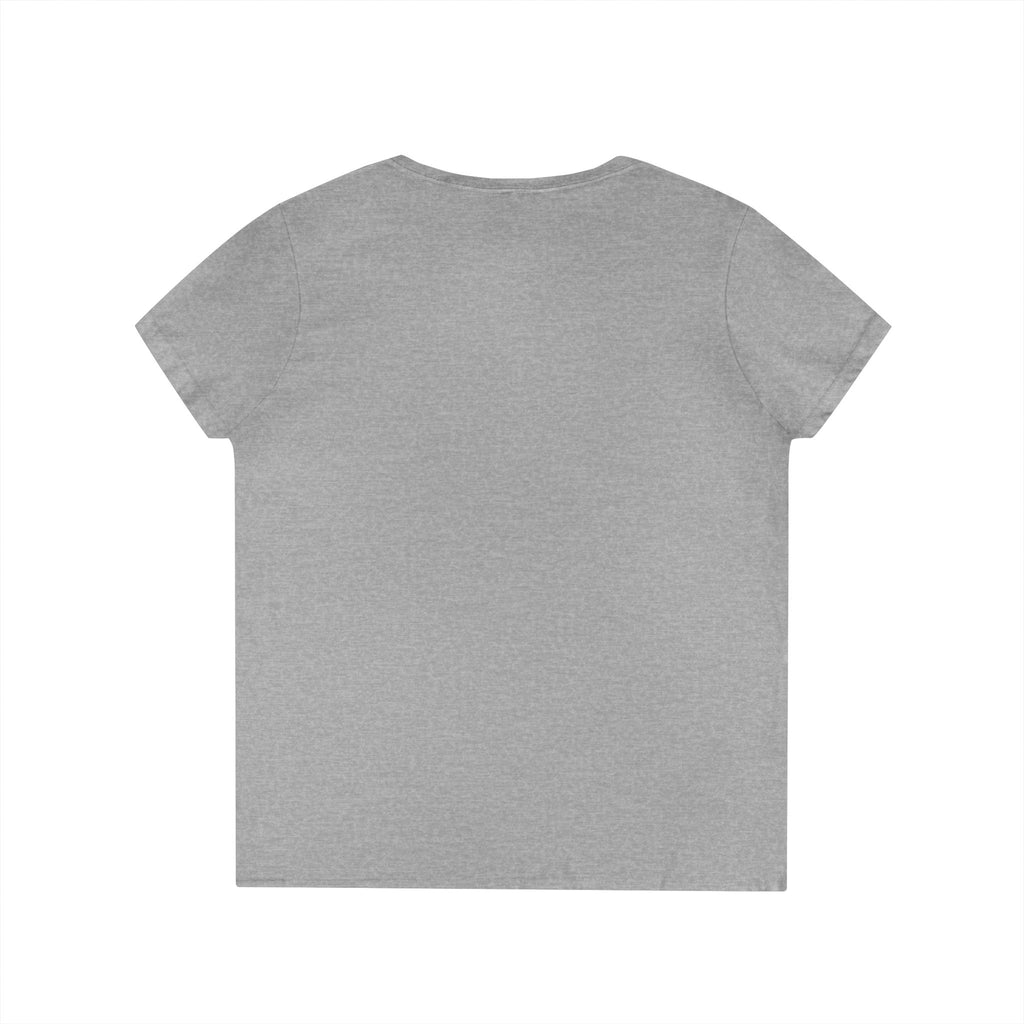 Ladies' V-Neck T‑Shirt — Minimal "USA 189" Pink Embroidered Casual Tee