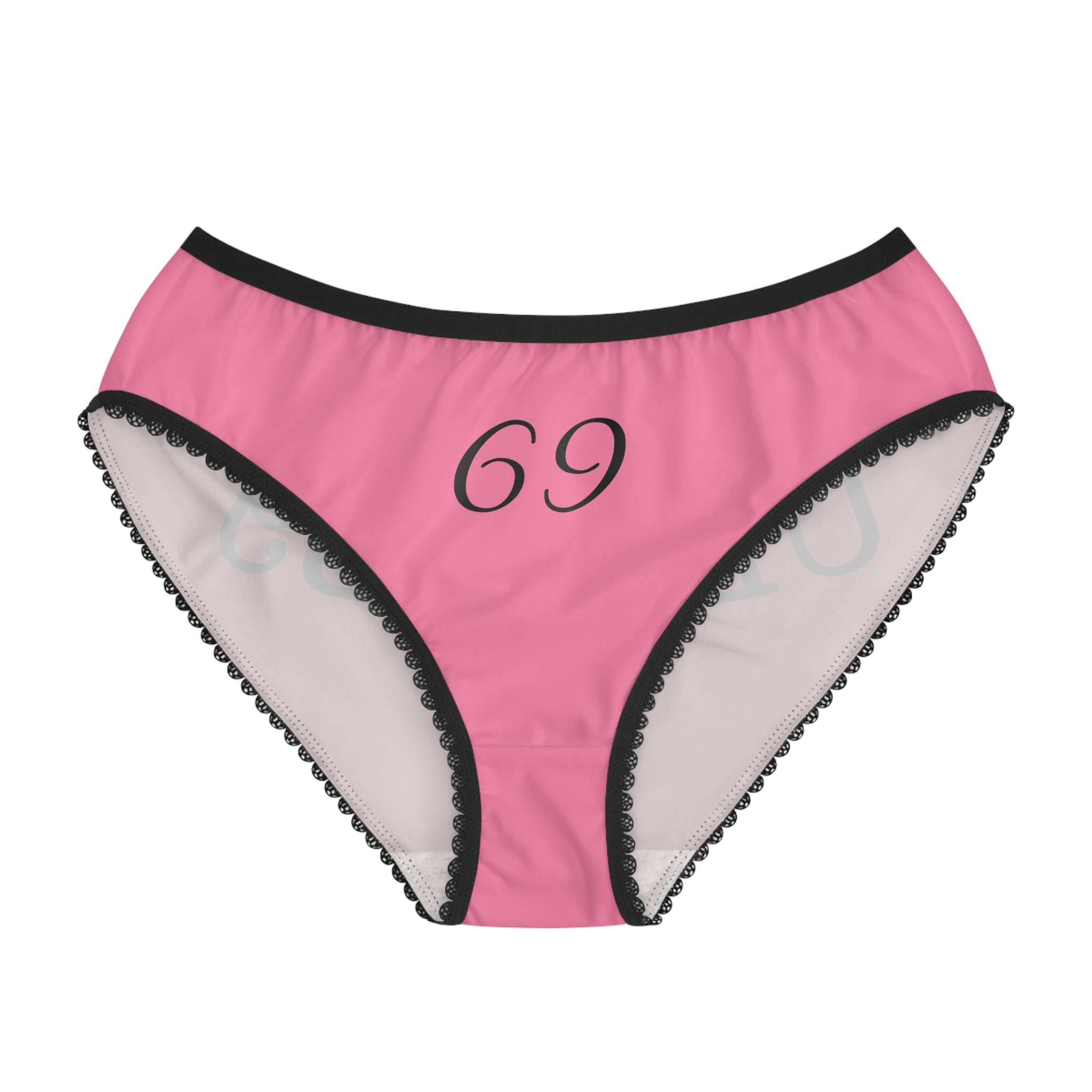 Red Lace-Trim Briefs with '69' & Code Back — Flirty Women's Underwear
