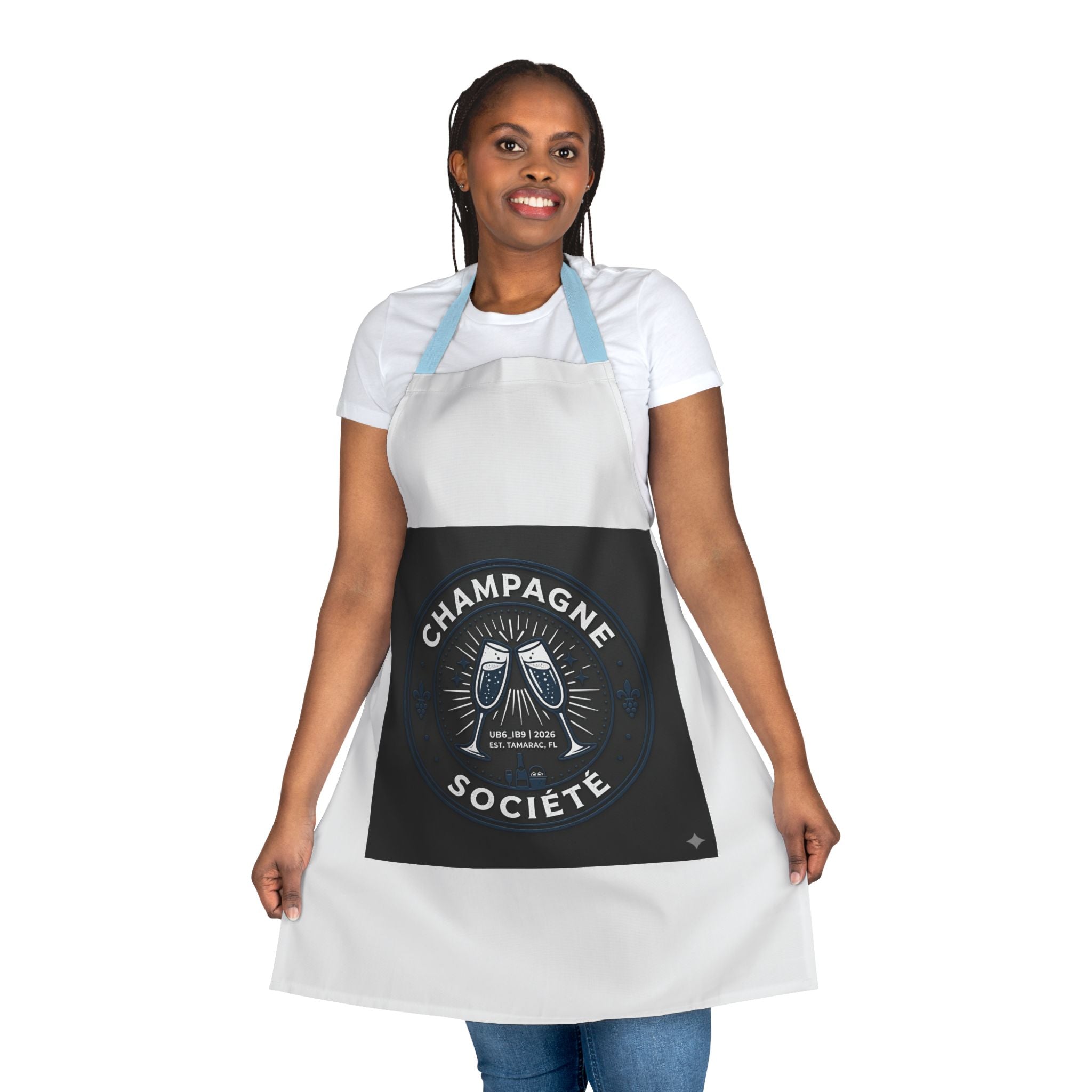 Champagne Société Apron — Toasting Glasses Kitchen Apron for Wine & Party Lovers