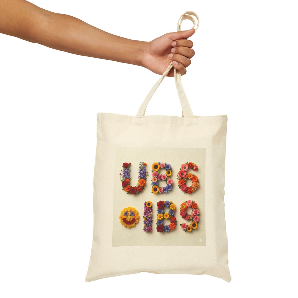 Hide n Seek Floral Lettering Tote Bag — Colorful Flower Alphabet Canvas