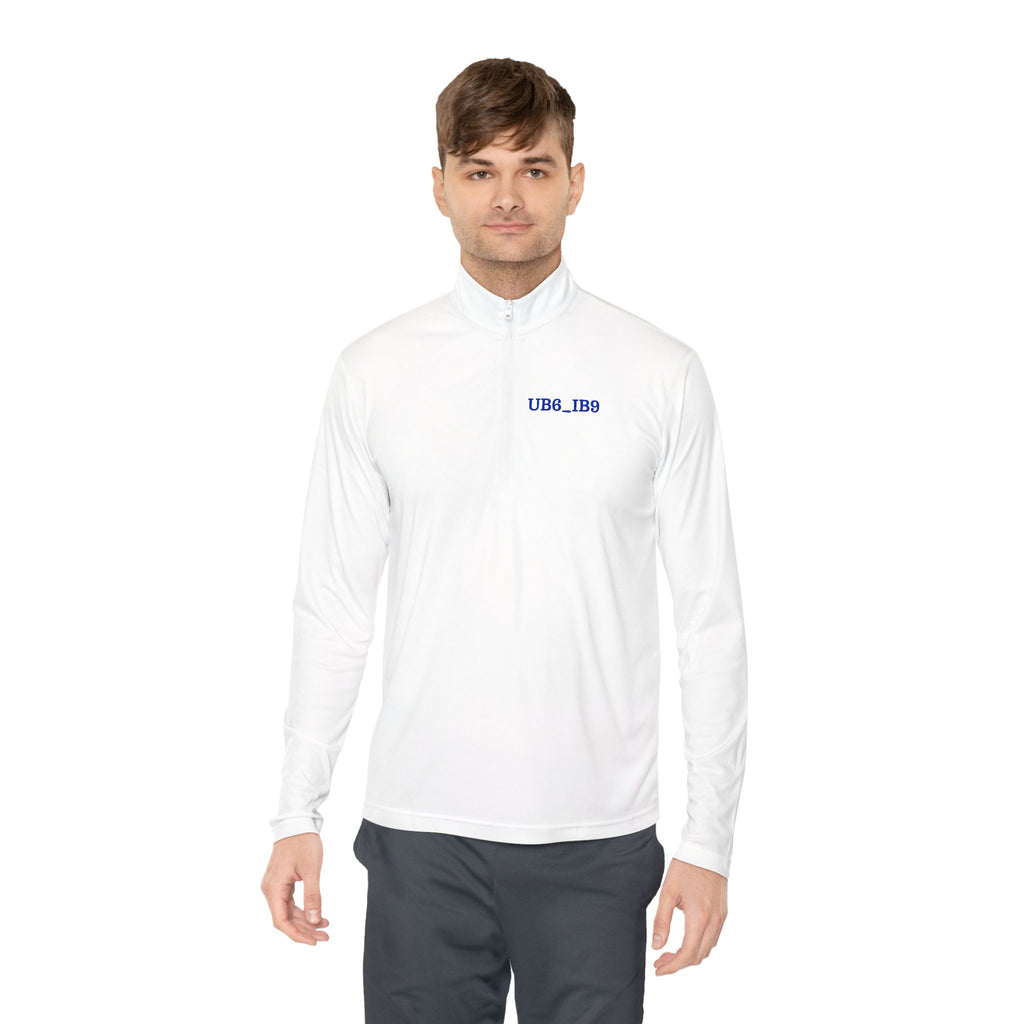 Quarter-Zip Pullover with Small Blue 'UB8_1B8' Chest Logo