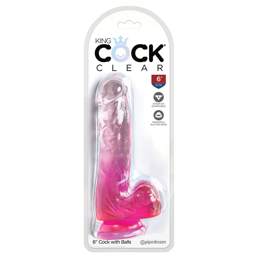 King Cock Clear with Balls-Pink